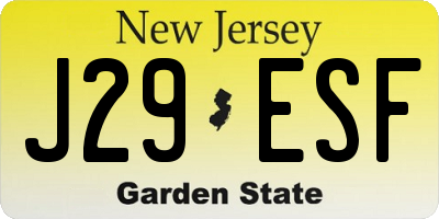 NJ license plate J29ESF
