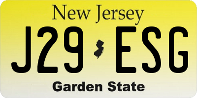 NJ license plate J29ESG