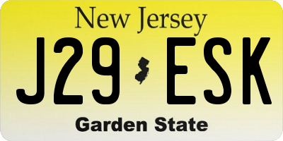 NJ license plate J29ESK