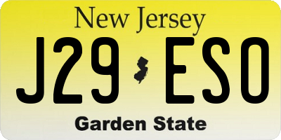 NJ license plate J29ESO