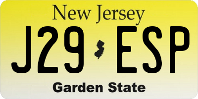 NJ license plate J29ESP