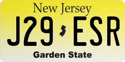 NJ license plate J29ESR