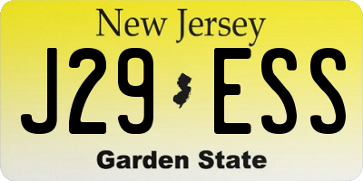 NJ license plate J29ESS