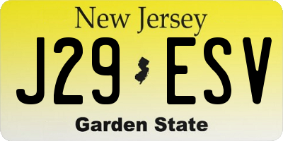 NJ license plate J29ESV