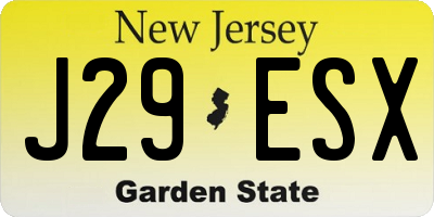 NJ license plate J29ESX