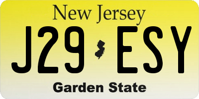 NJ license plate J29ESY