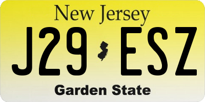NJ license plate J29ESZ