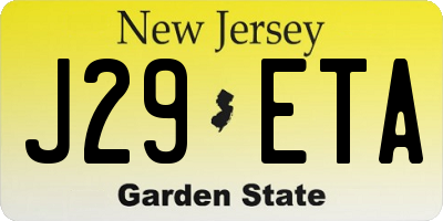 NJ license plate J29ETA