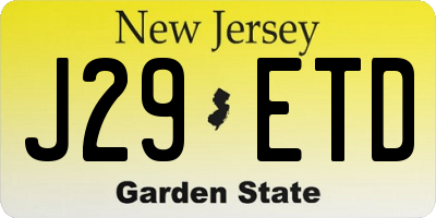 NJ license plate J29ETD