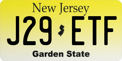 NJ license plate J29ETF