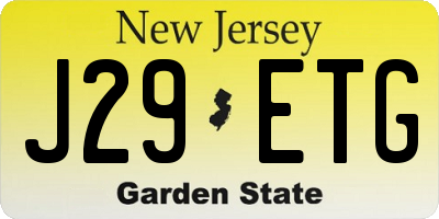 NJ license plate J29ETG