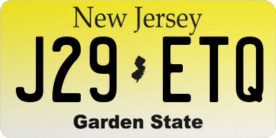 NJ license plate J29ETQ
