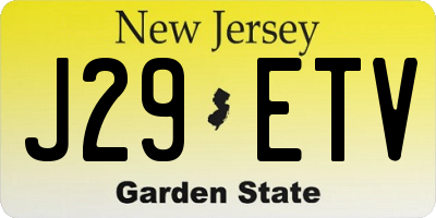 NJ license plate J29ETV