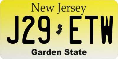 NJ license plate J29ETW