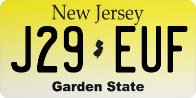NJ license plate J29EUF