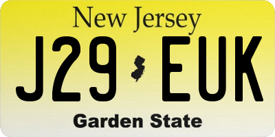 NJ license plate J29EUK