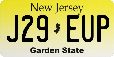NJ license plate J29EUP