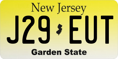 NJ license plate J29EUT