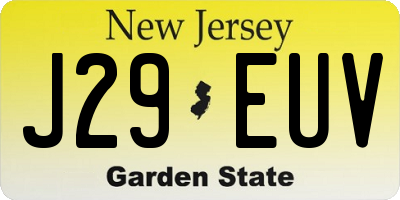 NJ license plate J29EUV