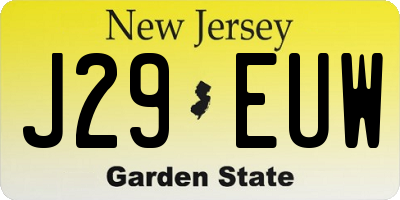 NJ license plate J29EUW