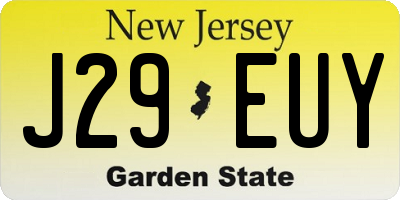 NJ license plate J29EUY