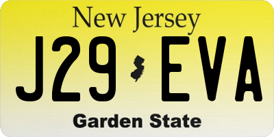 NJ license plate J29EVA