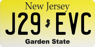 NJ license plate J29EVC