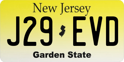 NJ license plate J29EVD