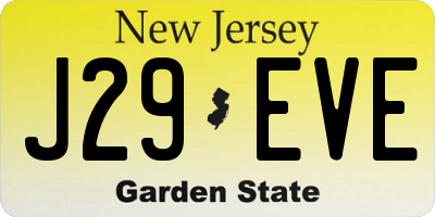 NJ license plate J29EVE