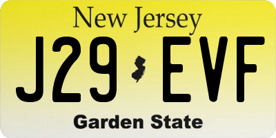 NJ license plate J29EVF