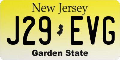 NJ license plate J29EVG