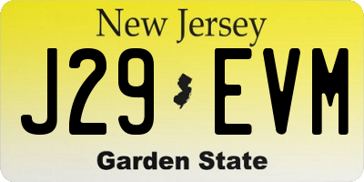 NJ license plate J29EVM