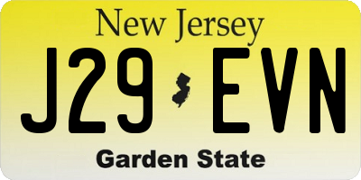 NJ license plate J29EVN