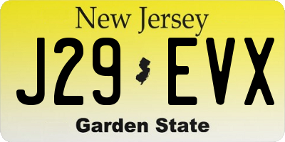 NJ license plate J29EVX