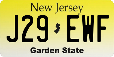 NJ license plate J29EWF