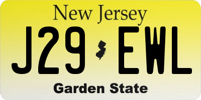 NJ license plate J29EWL