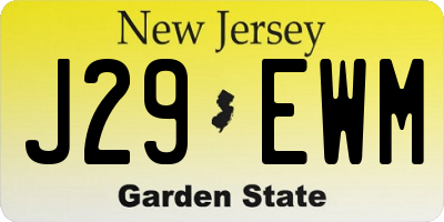 NJ license plate J29EWM