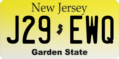 NJ license plate J29EWQ
