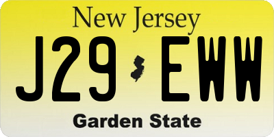 NJ license plate J29EWW