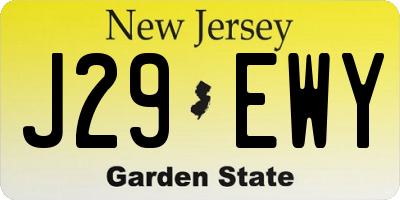 NJ license plate J29EWY