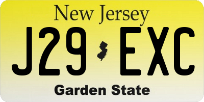NJ license plate J29EXC