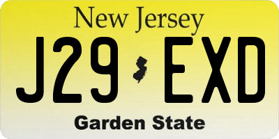 NJ license plate J29EXD