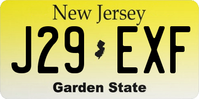 NJ license plate J29EXF