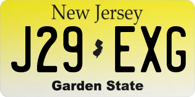 NJ license plate J29EXG