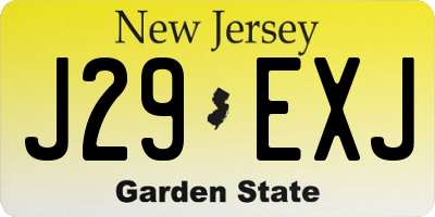 NJ license plate J29EXJ