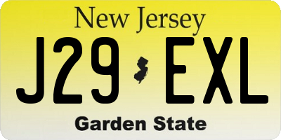 NJ license plate J29EXL