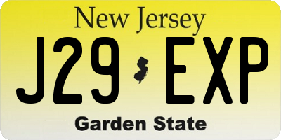 NJ license plate J29EXP