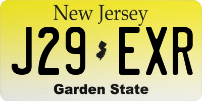 NJ license plate J29EXR