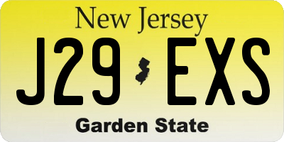 NJ license plate J29EXS