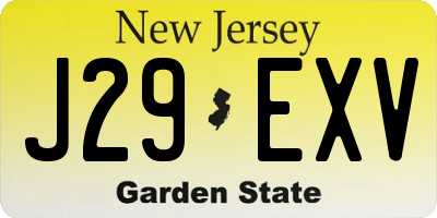 NJ license plate J29EXV
